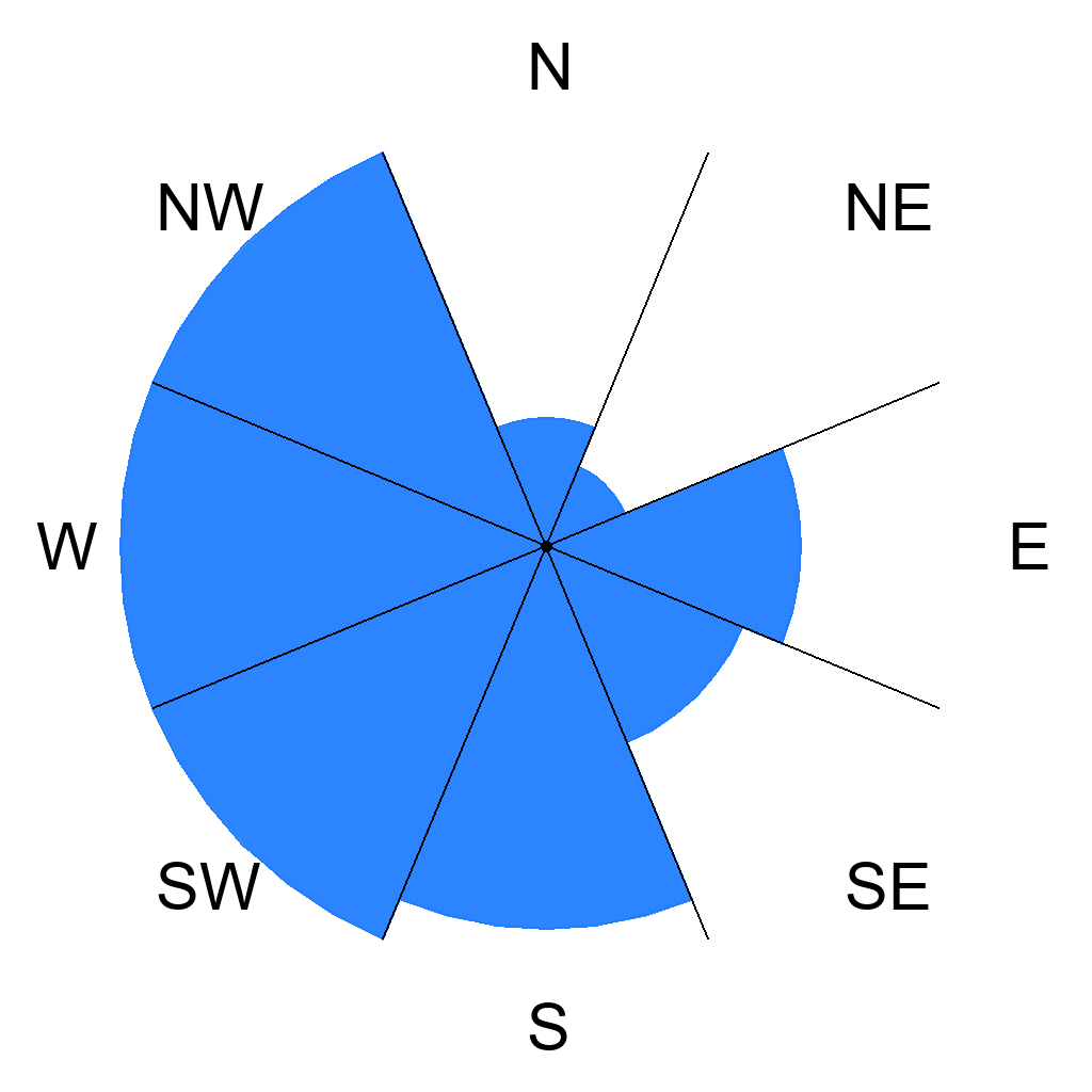Wind directions overview for Hvide Sande, Denmark